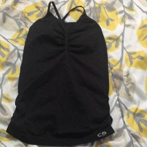 Black racer back form fitting sports top